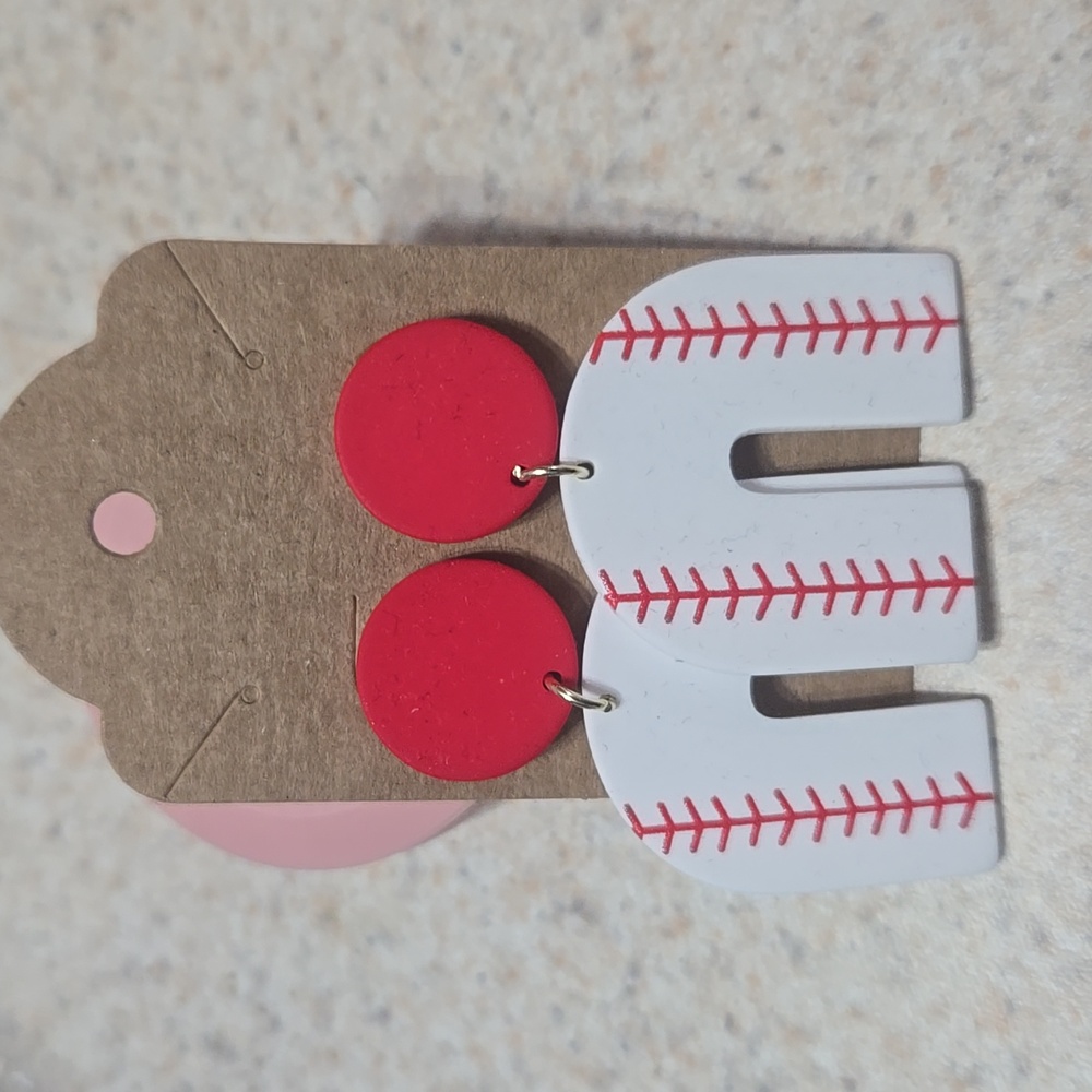Baseball Rainbow Shape Post Back Earrings
